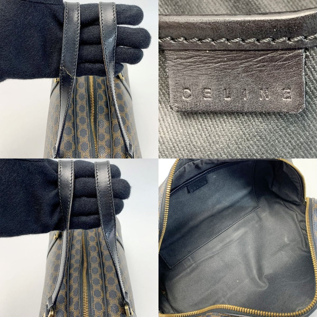 Celine Macadam Pattern Brown Drum Bag Gold Hardware — view 6