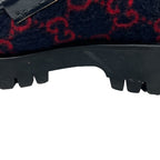 Gucci Boots Wool Horsebit Loafers 6 1 2 Navy Red GG Pattern Thick 2704 — view 8