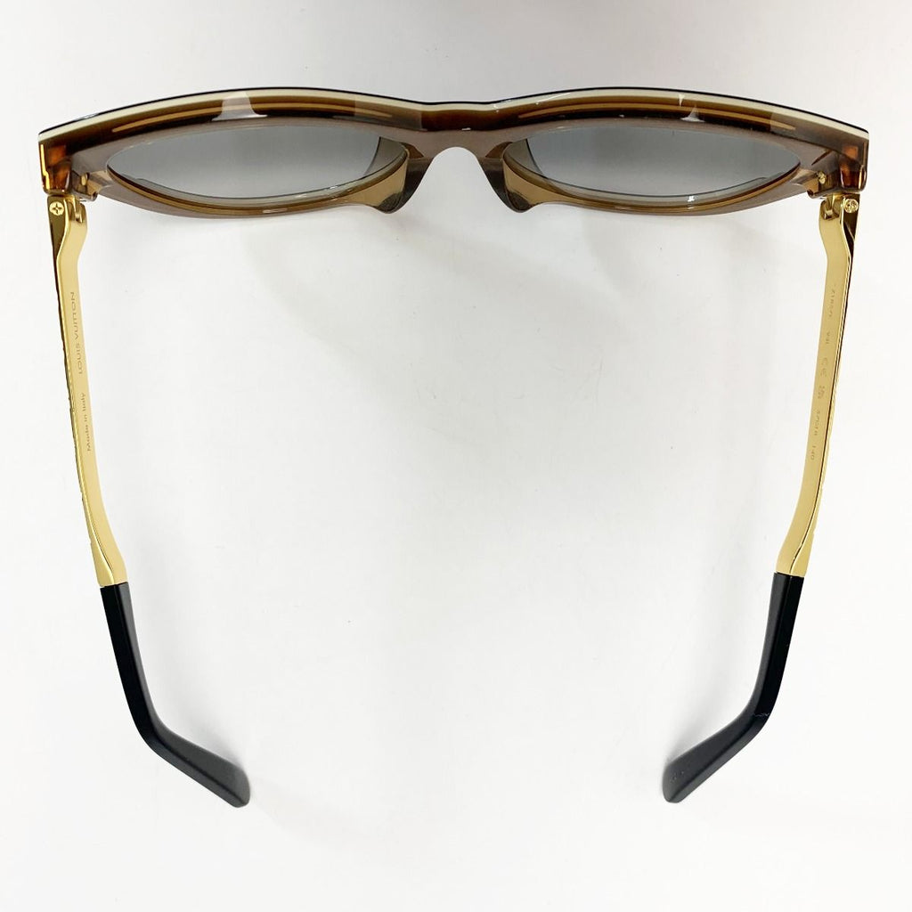 Louis Vuitton Sunglasses Monogram Metal Frame Z1857 E Noir Gold Box with Bag — view 5