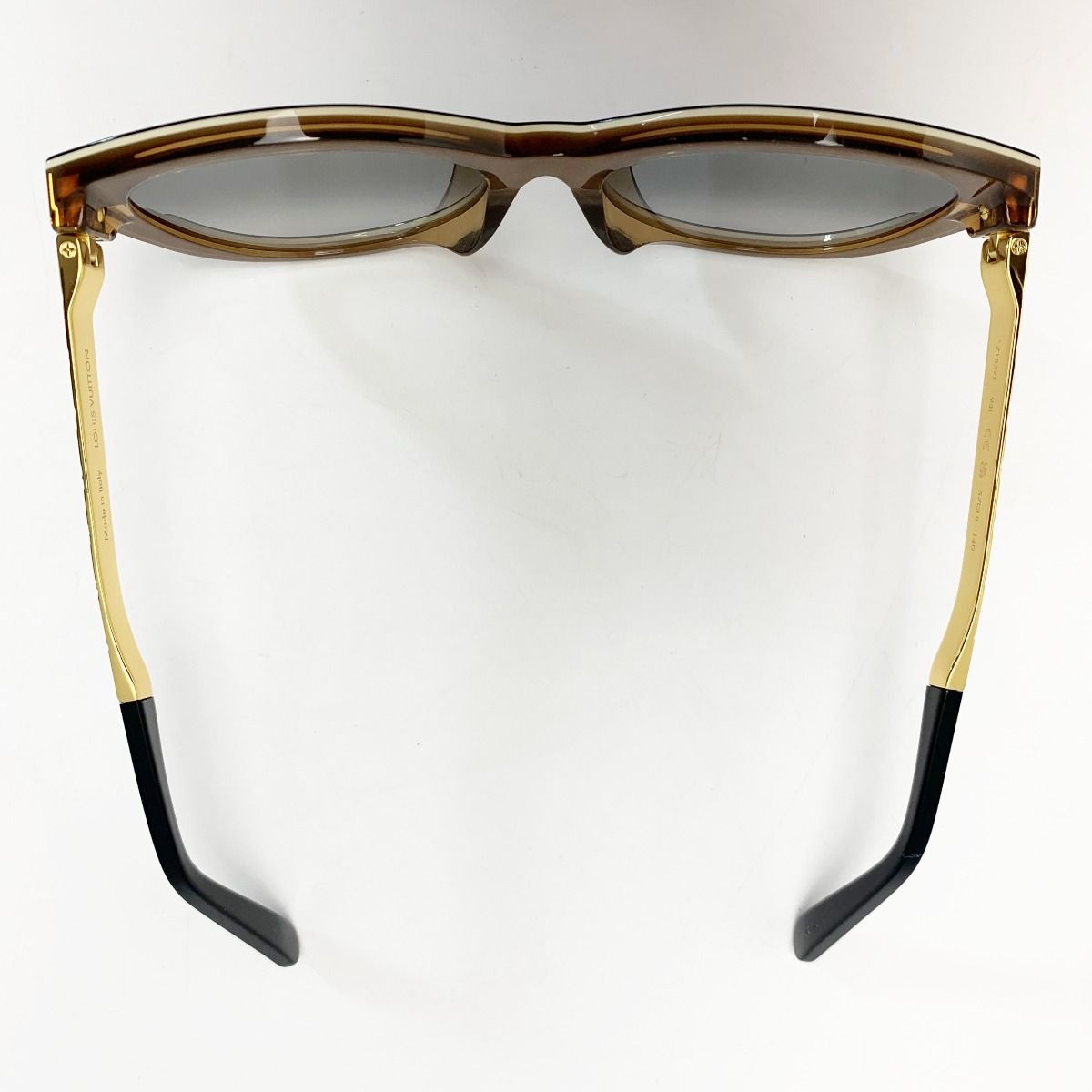 Louis Vuitton Sunglasses Monogram Metal Frame Z1857 E Noir Gold Box with Bag — view 5