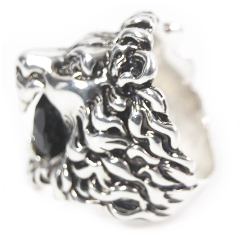 Gucci Lion Head Ring Accessory Colored Stone Silver Black 16 — view 4