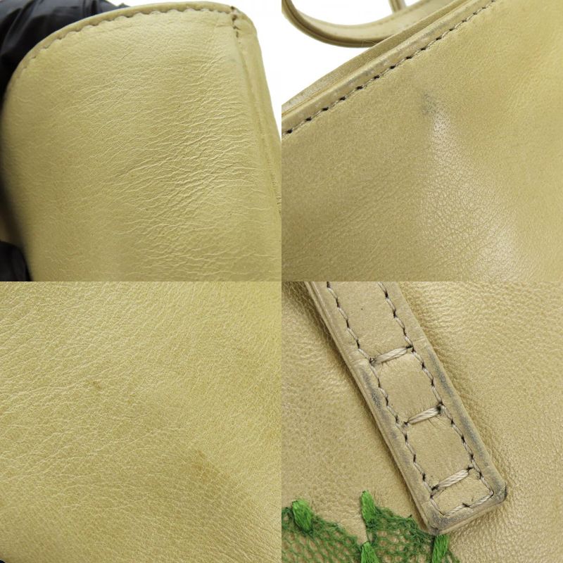 Fendi Tote Roll Bag Leather Beige Pink Green Silver Hardware Shoulder Floral A4 — view 5