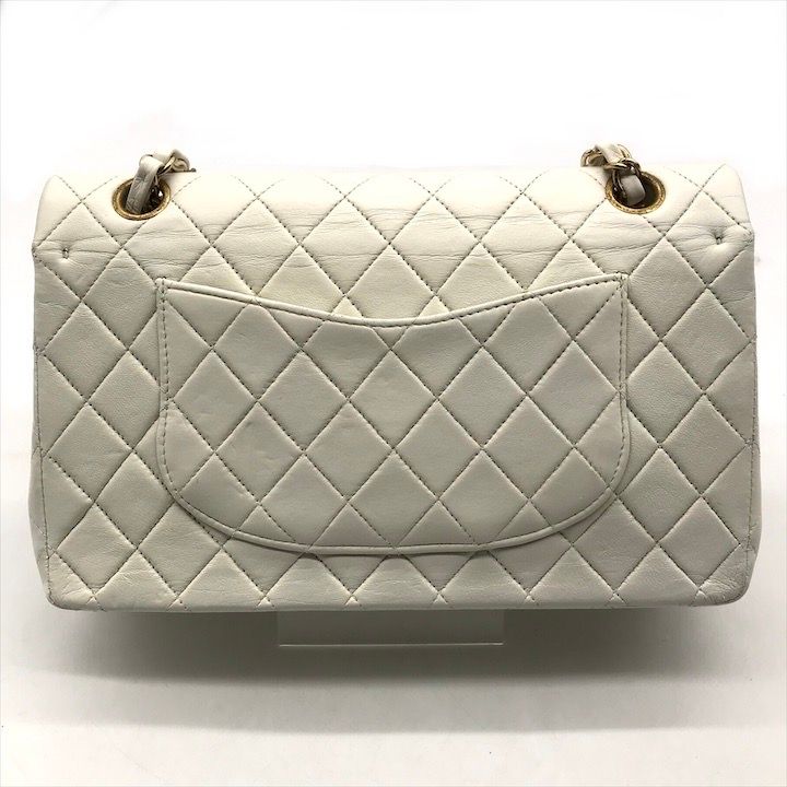 Chanel CC Logo Turnlock Lambskin Double Flap Chain Shoulder Bag White — view 2