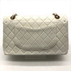 Chanel CC Logo Turnlock Lambskin Double Flap Chain Shoulder Bag White — view 2