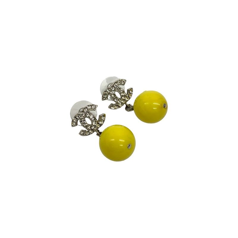 Chanel Coco Mark Motif Metal Rhinestone Earrings Accessories 04A — view 6