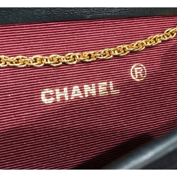 Chanel CC Logo Minimato Cotton Jersey Push Lock Chain Shoulder Bag Navy — view 9