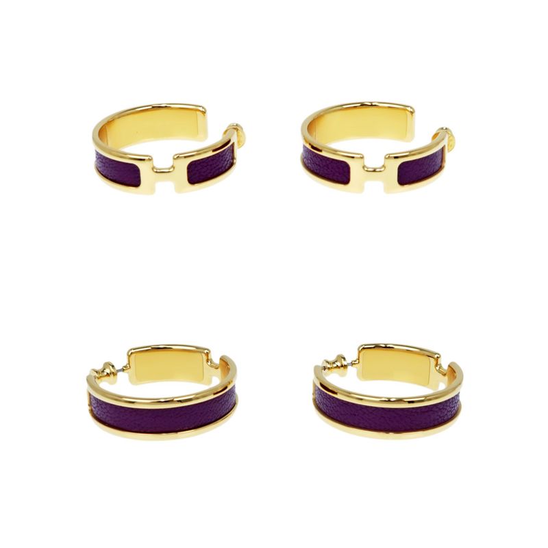 Hermes Earrings Olympe Anemone Gold Hardware Purple Pair Of Accessories — view 4