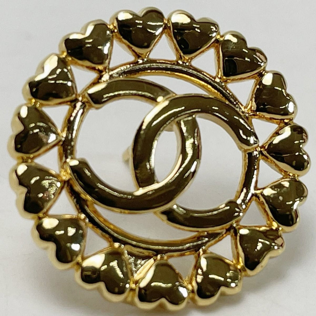 Chanel Round Heart Coco Mark Aba273 Gold Earrings Accessories — view 5