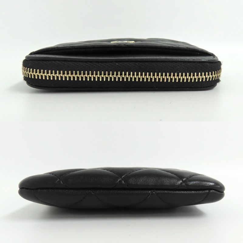 Chanel Classic Zip Coin Purse Ap2061 Black Lambskin Gdhardware — view 3