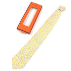 Hermes 100% Silk Clouds Animal All Over Pattern Necktie Orange Blue — view 2