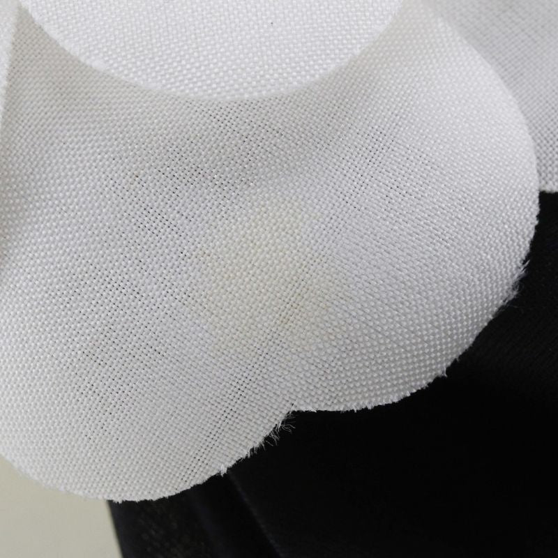 Chanel Camellia Ribbon Satin and Textile Black White Barrette — view 5