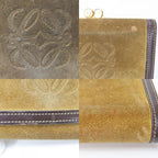 Loewe Trifold Wallet Suede Leather Khaki Brown Gold Hardware Anagram Clasp — view 4