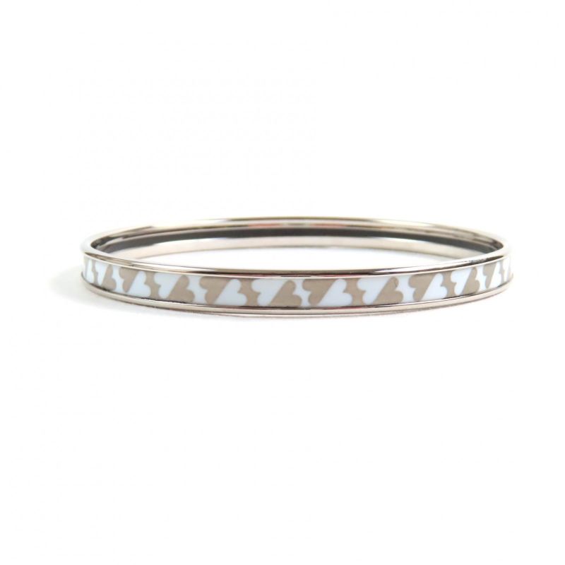 Hermes Carte A Jouet Orfevre Blanc Platine Current Enamel Bracelet Bangle — view 5