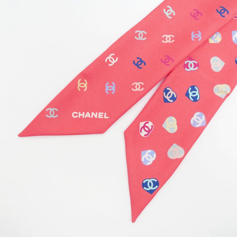 Chanel Headband Twill Pink Coco Mark 100% Silk Scarf Accessories — view 3