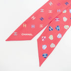 Chanel Headband Twill Pink Coco Mark 100% Silk Scarf Accessories — view 3