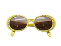 Chanel Oval Sunglasses Eyewear CC Logo Rhinestone Yellow