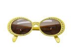 Chanel Oval Sunglasses Eyewear CC Logo Rhinestone Yellow