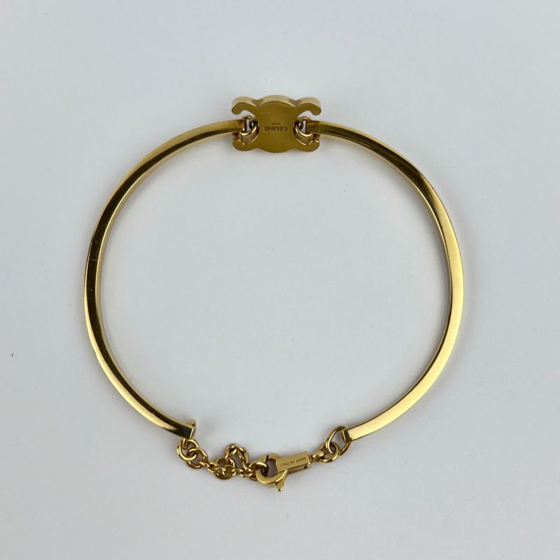 Celine Logo Triomphe Accessory Bracelet Bangle Gold Vintage — view 5
