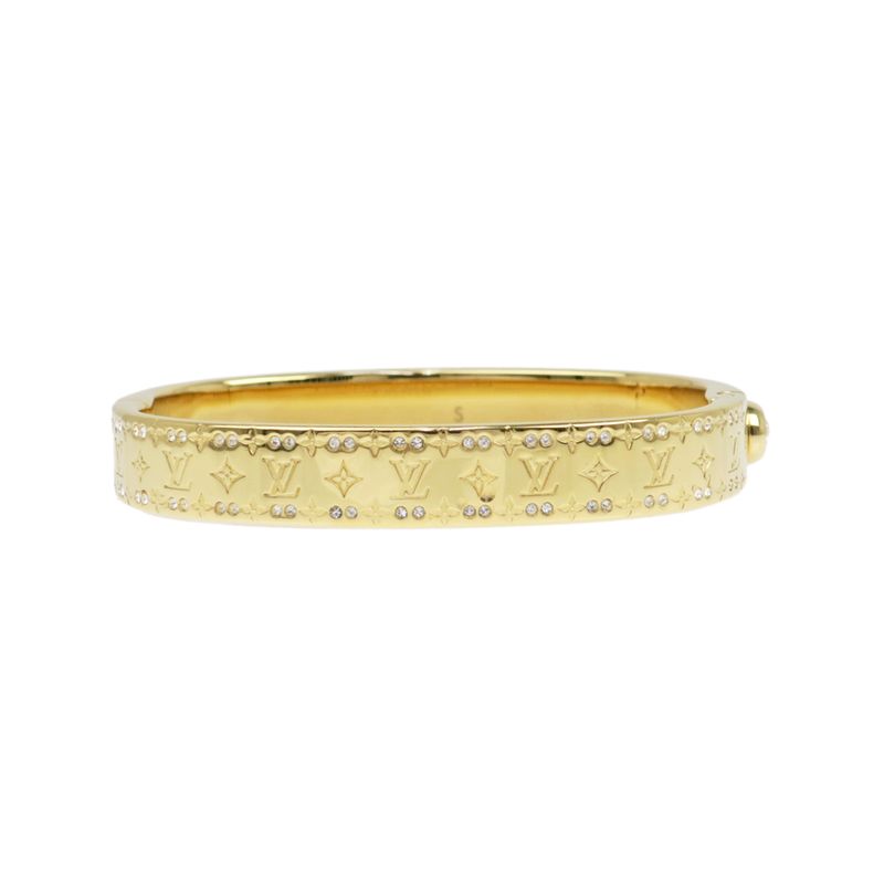 Louis Vuitton Rigid Bracelet Nanogram Strass Gold S Bangle — view 3
