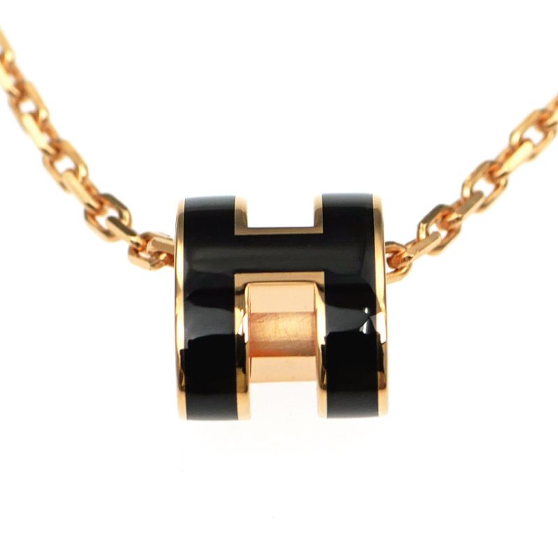 Hermes Necklace Pop Ash Mini Pendant Black Rose Gold Hardware Accessorie — view 7