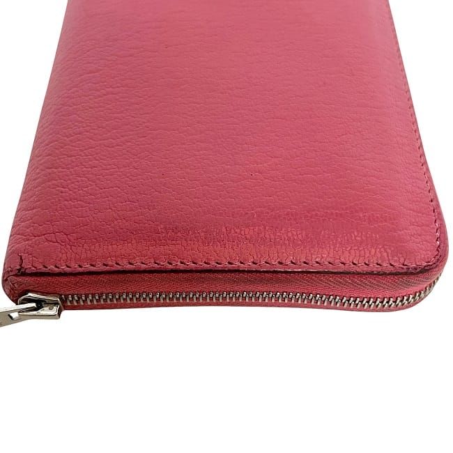 Hermes Round Zipper Long Wallet Azap Pink Rose Lipstick — view 7