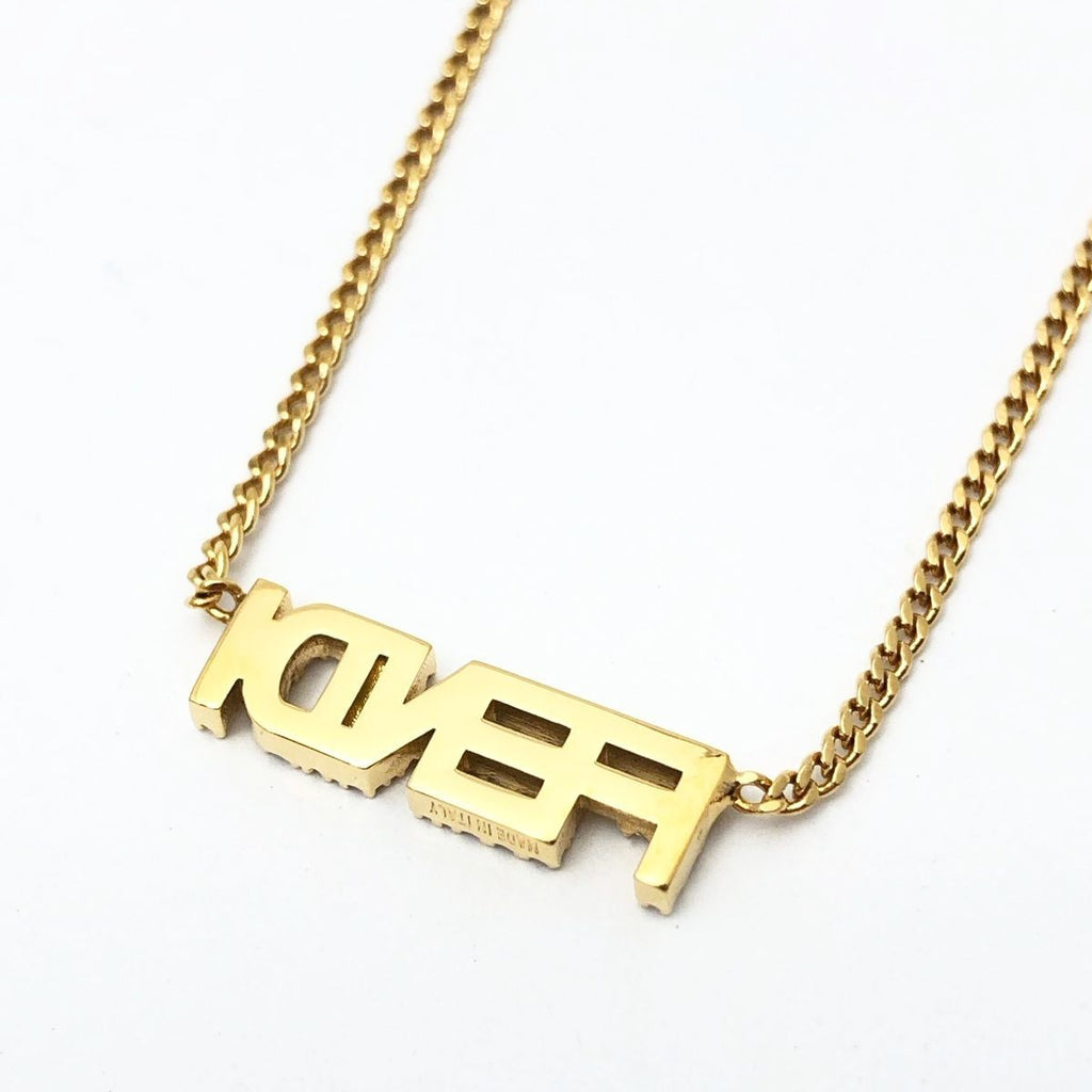 Fendi Logo Necklace Graffiti Zircon Gold — view 3