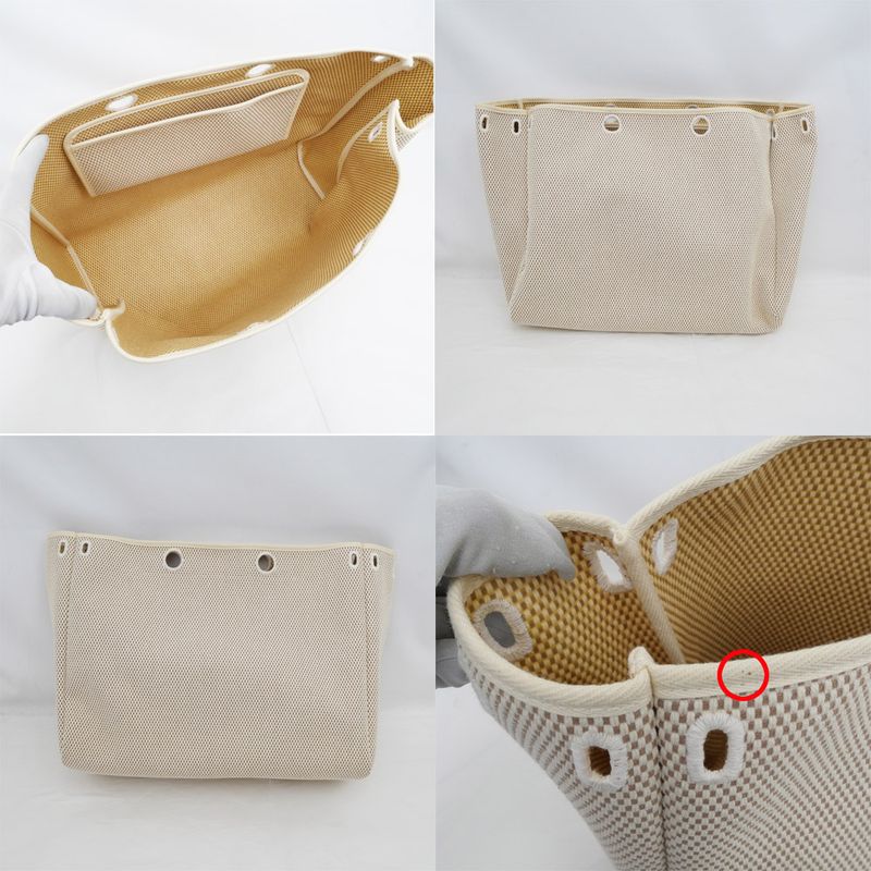 Hermes Herbag Her Bag Cabas MM Toile GM Tote Hand Silver Hardware — view 8