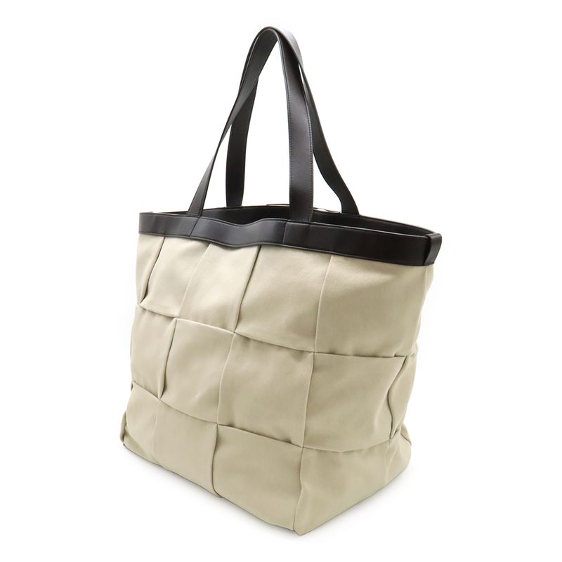 Bottega Veneta Arco Tote Bag Canvas Leather Beige Dark Brown V44 — view 2