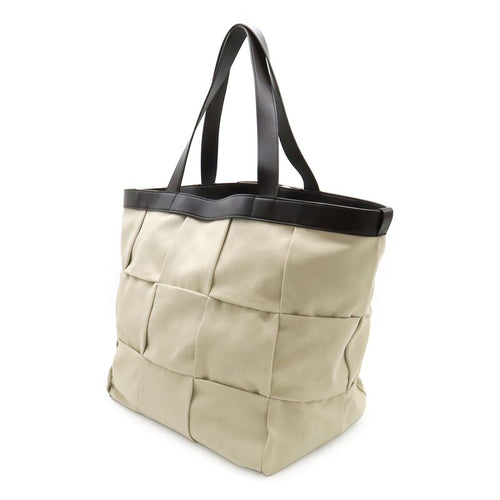 Bottega Veneta Arco Tote Bag Canvas Leather Beige Dark Brown V44 — view 2
