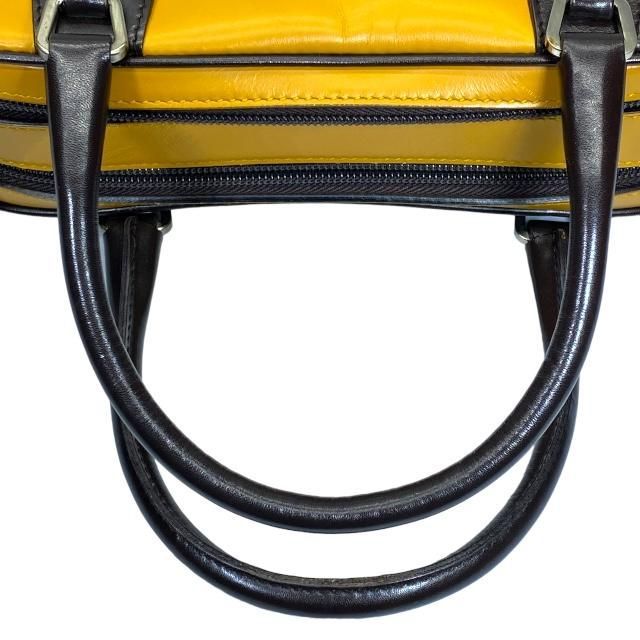 Prada Bow Sling Bag Tote Handbag Logo Leather Yellow Brown — view 6