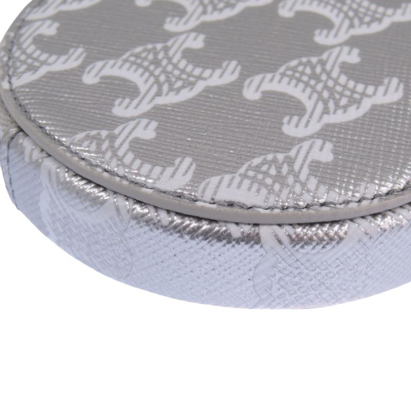 Celine Triomphe Leather Silver Coin Case 0117 — view 4