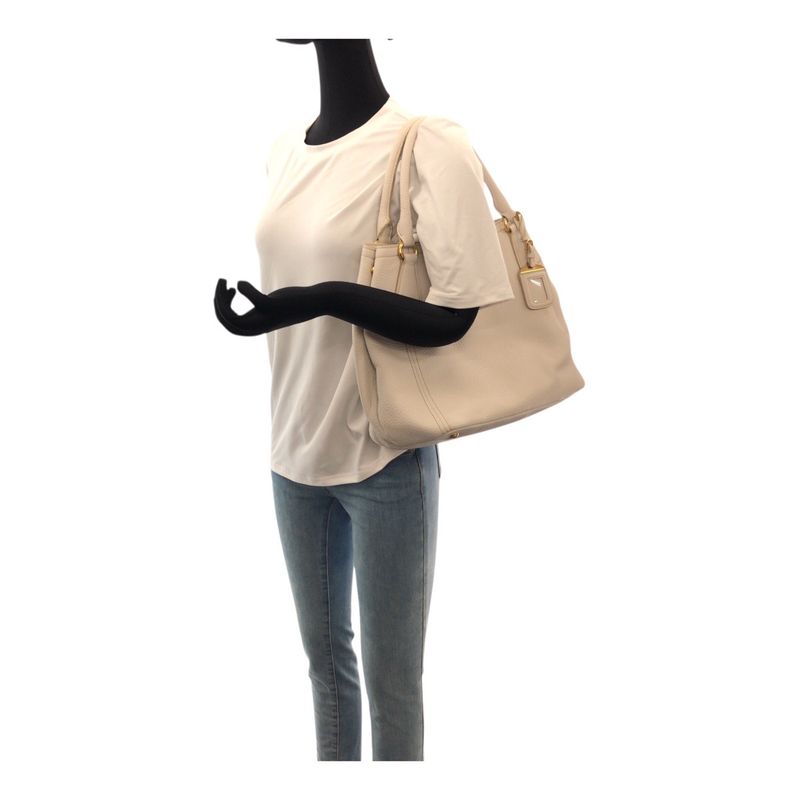 Prada Vittero Dino White Gold Hardware Leather Bn2534 Tote Handbag — view 7
