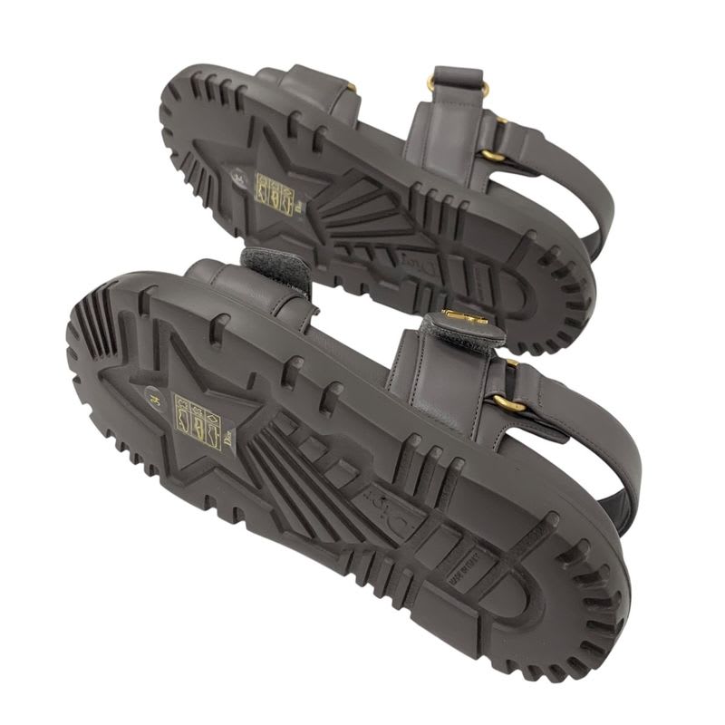 Christian Dioract Sandals Shoes Leather Gray Gold Logo Sports — view 6