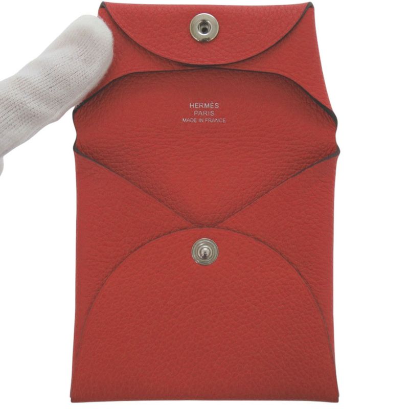 Hermes Bastia Evercolor Rouge Coup Silver Hardware Coin Case