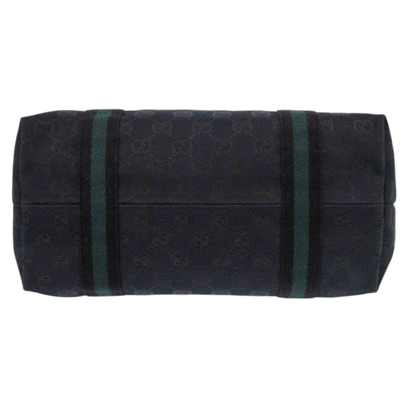 Gucci Sherry Line GG Canvas Black Tote Bag Green 0090 — view 5