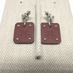 Hermes Asdecourt Heart Leather Metal Brown Silver Earrings — view 4