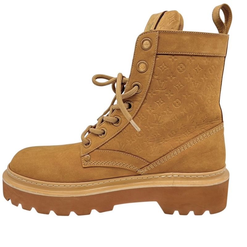 Louis Vuitton Boots Ranger Ankle Beige Monogram Shoes Size 3151 — view 9