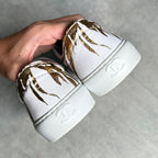 Chanel Coco Mark Leather White Gold Floral Slip on ed Shoes — view 7