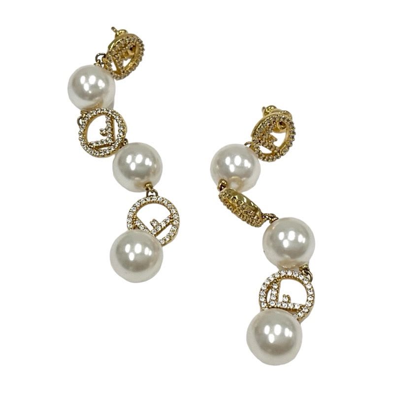 Fendi F Is Earrings Earring Gold Rhinestone Pearl — view 6