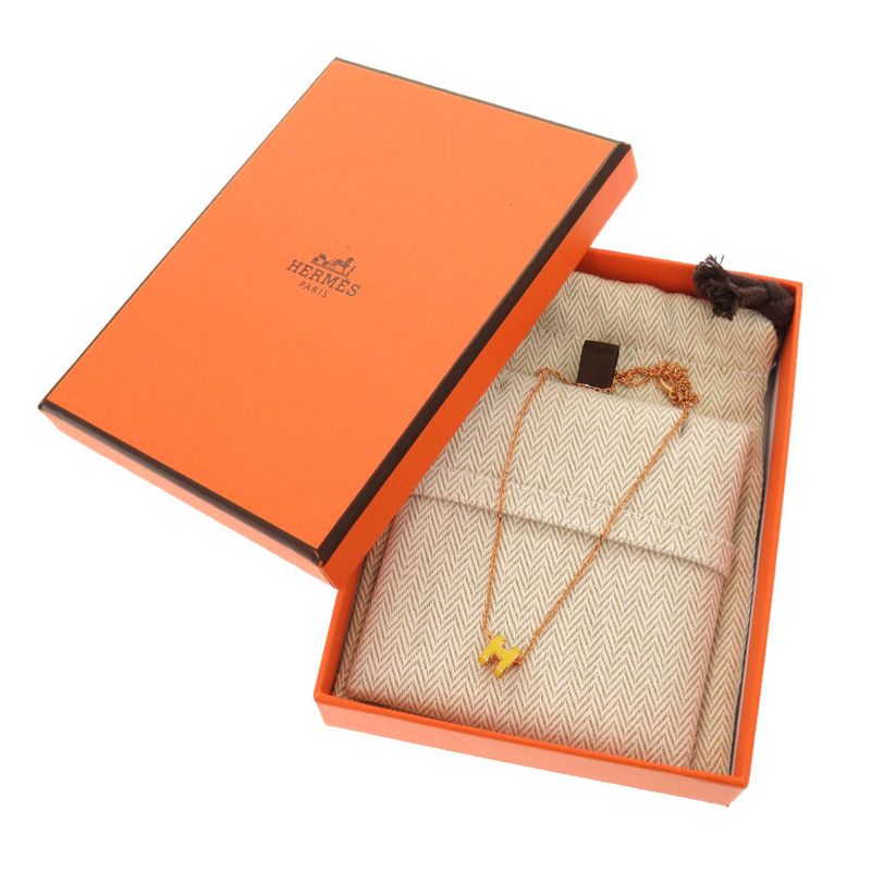 Hermes Mini Pop Ash H Yellow Rose Gold Hardware Necklace Accessories 1027 — view 3