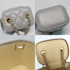 Chanel Small Vanity Case Ap1447 Lambskin Gray Gdhardware Chain — view 8