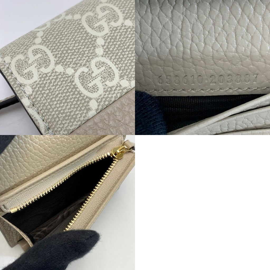 Gucci Marmont Double G Mini Wallet Denim Xleather Black Bifold — view 8