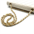 Chanel Lambskin Double Flap Chain Shoulder Bag White — view 6