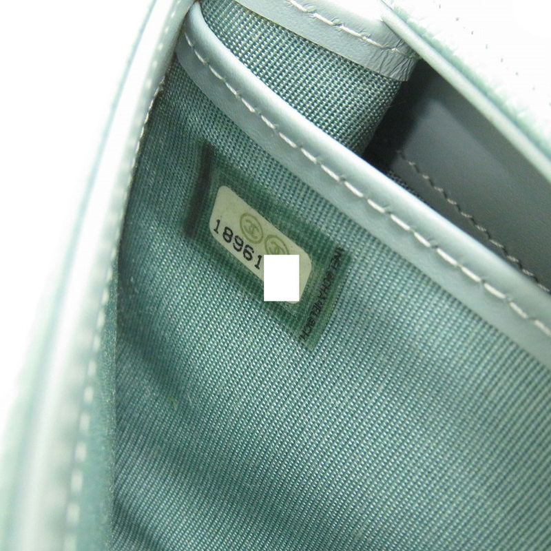 Chanel Coco Mark Caviar Leather Silver Hardware Mint Green Long Wallet 0330 — view 7