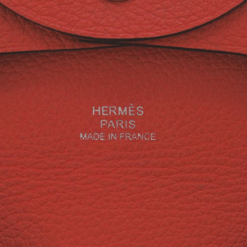 Hermes Bastia Evercolor Rouge Coup Silver Hardware Coin Case