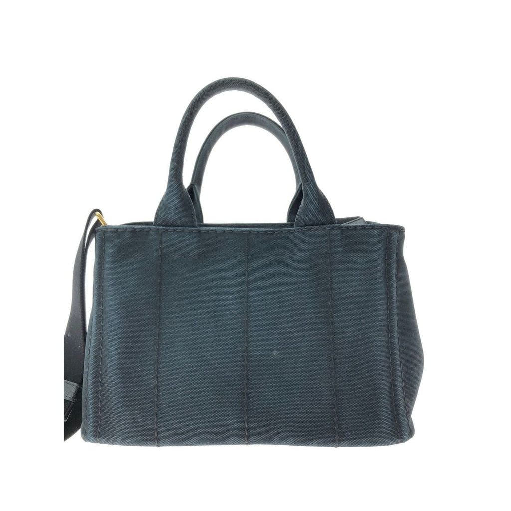 Prada Tote Bag Canapa Canvas with Strap Shoulder Navy — view 2