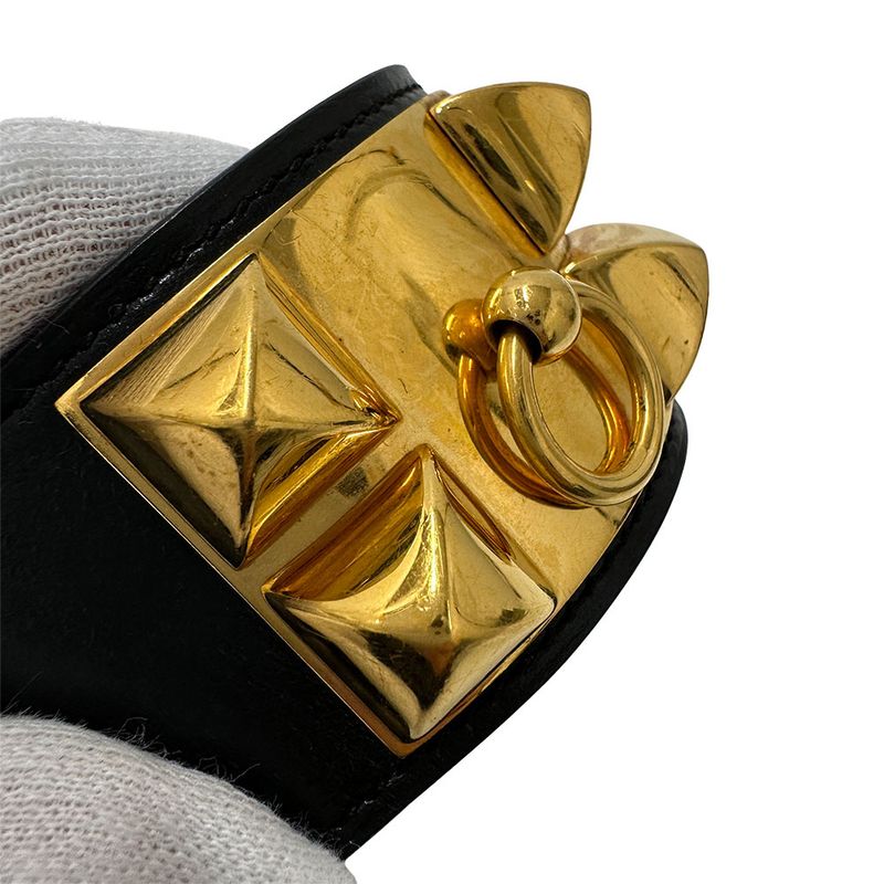 Hermes Bangle ed Collierd Chien Calf Black Gold Hardware Size XS — view 8