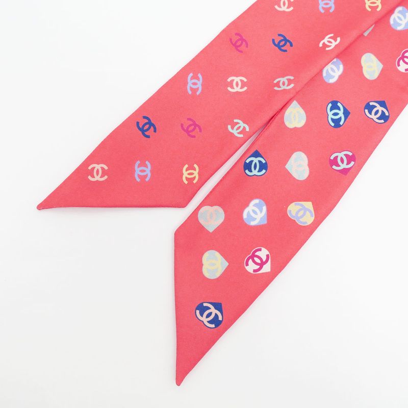 Chanel Headband Twill Pink Coco Mark 100% Silk Scarf Accessories — view 4
