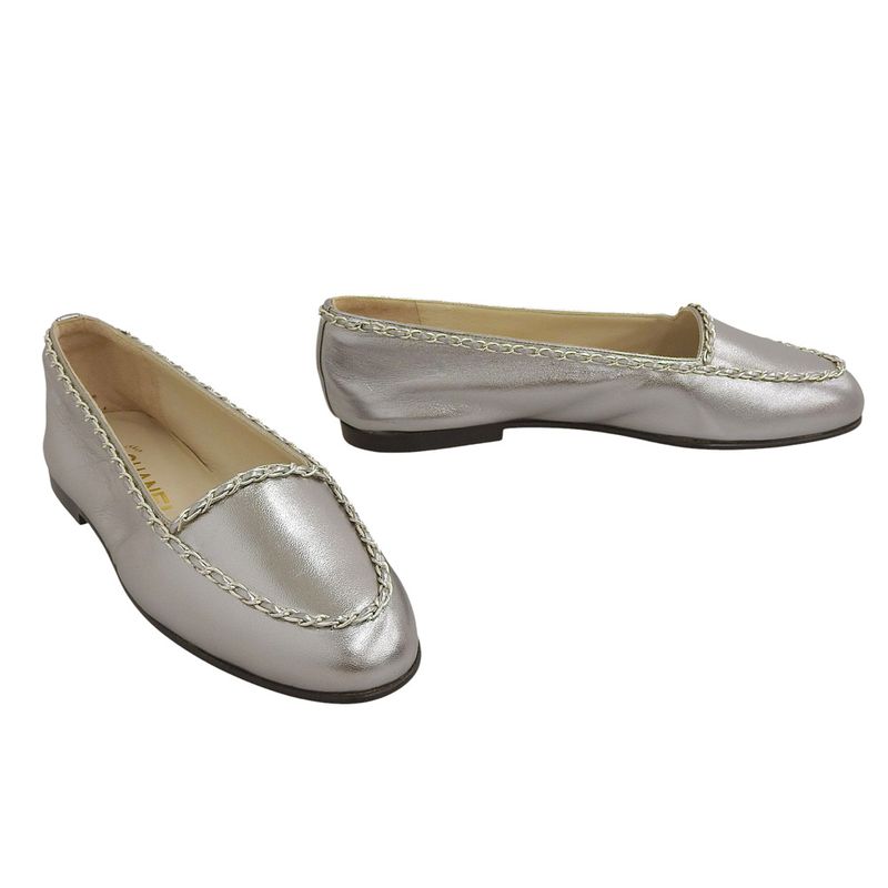 Chanel Current Logo Chain-trimmed Flat Shoes Loafers 36 — view 2
