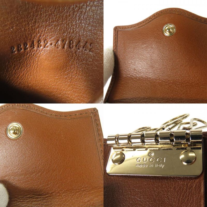 Gucci Key Case Interlocking 6-stacks GG Canvas Calf Beige Brown — view 8